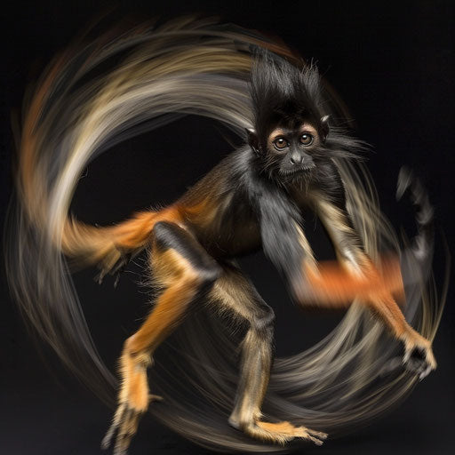 Singular spider monkey in motion, agile and graceful