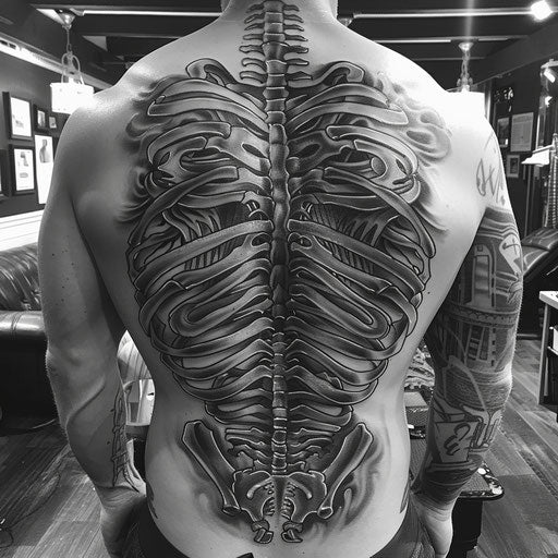 Stylish tattoos for men with biomechanical spine