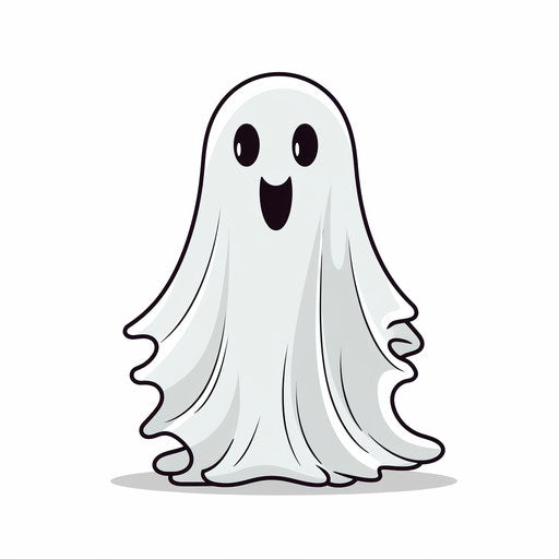 Minimalist style ghost illustration, on white background