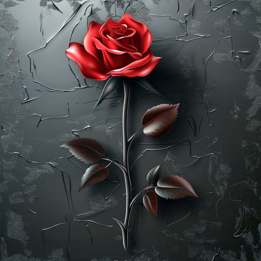 Photo realistic style image of rose with flat random background