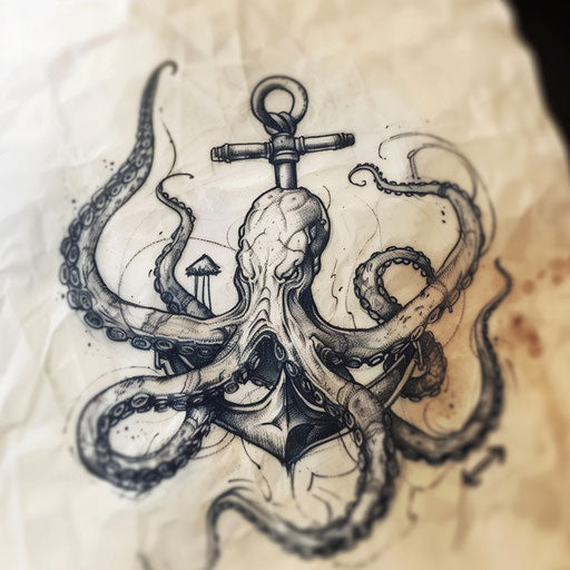 Fierce Kraken wrapping around dark anchor
