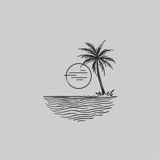 Minimalist beach tattoo in line art