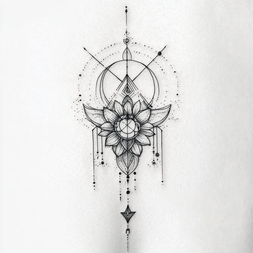 Flat tattoo sketch of best neck tattoos with geometric shapes