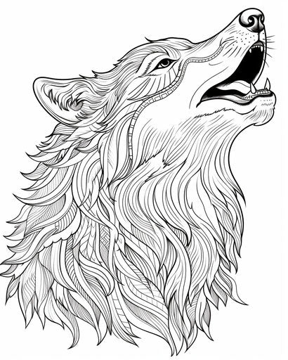 Howling wolf tattoo designs in psychedelic art nouveau style