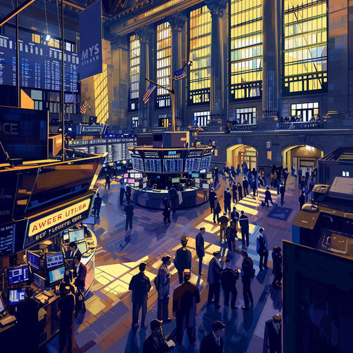 Finance snapshots: bustling traders on stock exchange floor