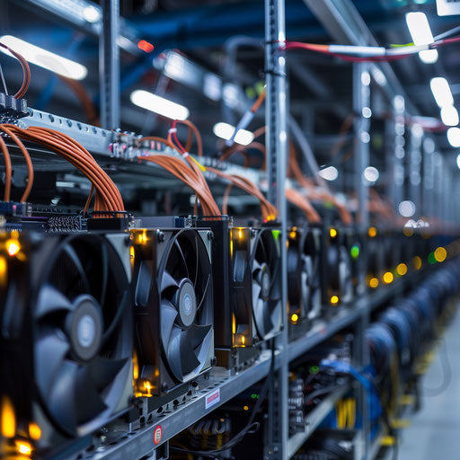 Cryptocurrency mining equipment in action