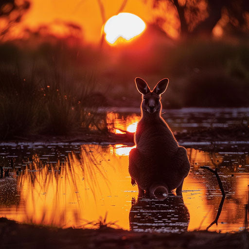 Western grey kangaroo at sunset