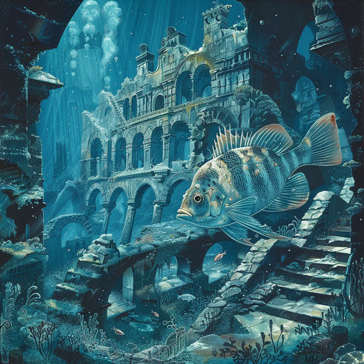 Fish navigating through the intricate architecture of a sunken ship