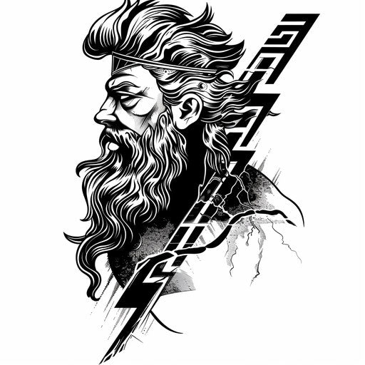 Stylized Zeus silhouette with Greek motif, perfect for arm