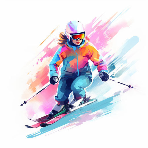 Ski clipart in the style of Pastel Colors Art, on a white background