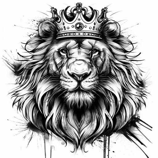 Modern minimalist clipart style flat tattoo sketch of a lion