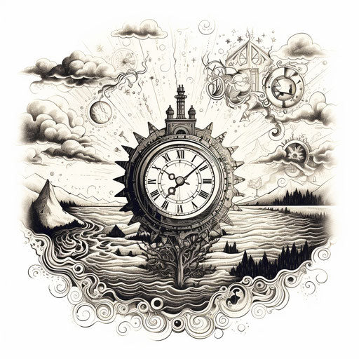 Black and white art print of a sun on the surface