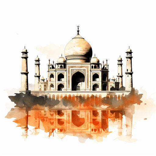 Taj Mahal clipart in the style of Chiaroscuro Art, on a white background