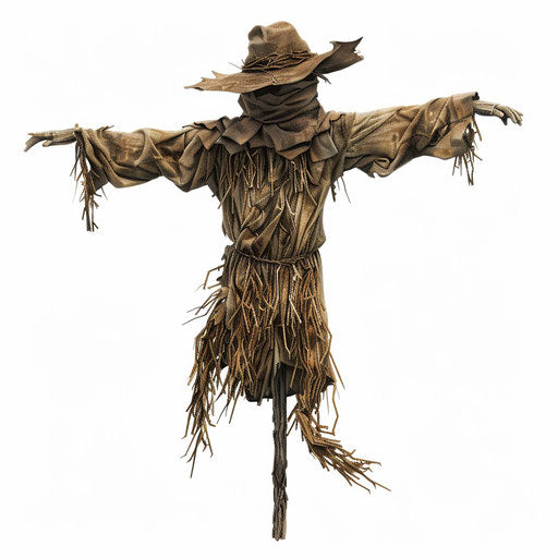 Photorealistic scarecrow clipart on flat white background