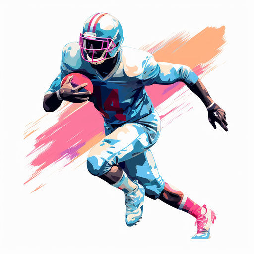 Football player clipart in the style of Pastel Colors Art, on a white background