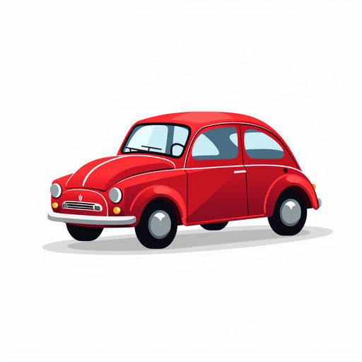 Red car clipart in Minimalist style on white background