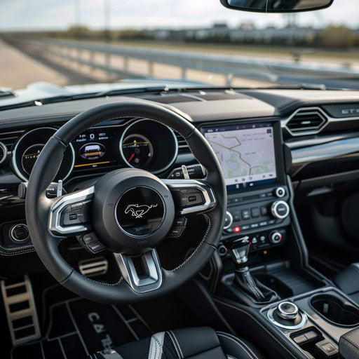 Classic Ford Mustang GT Shelby with autonomous driving system and radar sensors