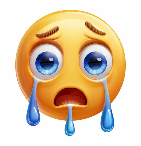 Sad face with blue tears and snot