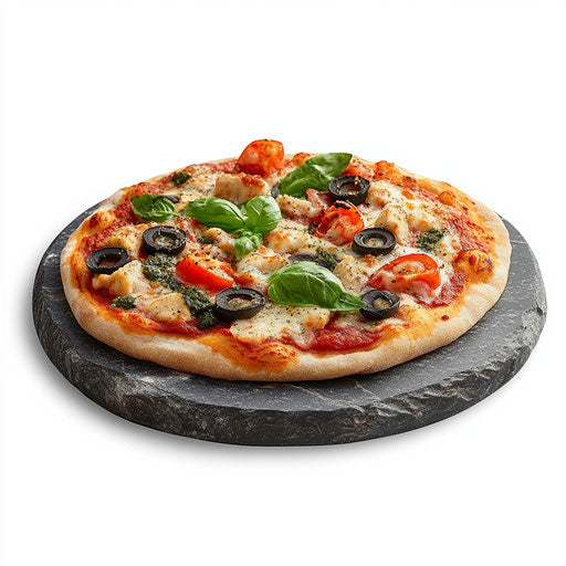 Realistic depiction of a pizza stone, high resolution, isolated