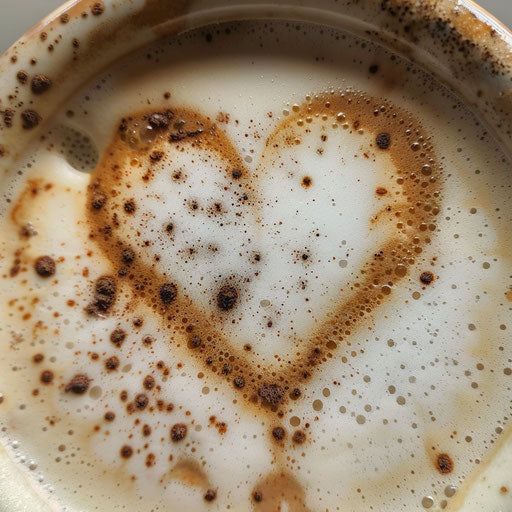 Heart in cappuccino froth, for coffee lovers