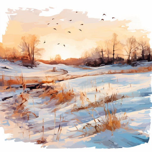 January illustration in the style of Oil painting, on white background
