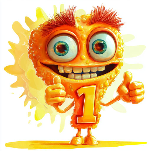 Humorous caricature of a number 1 clipart