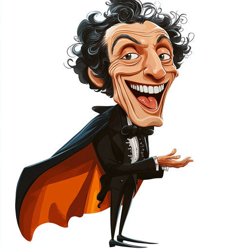 Humorous caricature of a Hector Berlioz clipart image with human characteristics