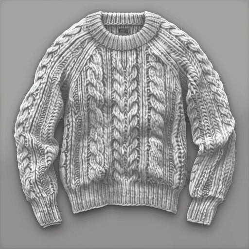 Realistic sweater clipart on flat metallic silver background