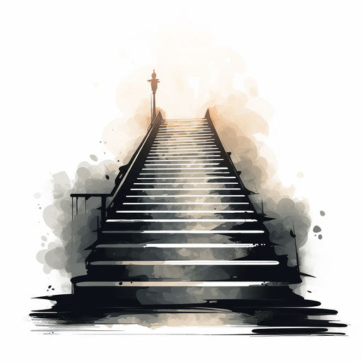 Stairs clipart in the style of Chiaroscuro Art, on white background