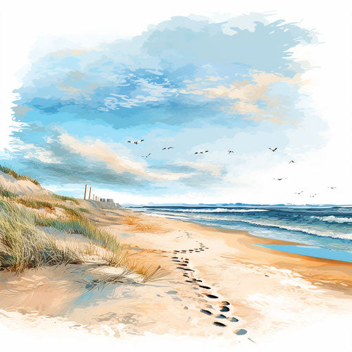 Beach in the style of Impressionistic Art