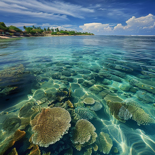 Nusa Dua Beach, Indonesia with intricate coral reefs