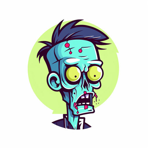 Minimalist style zombie clipart, on white background