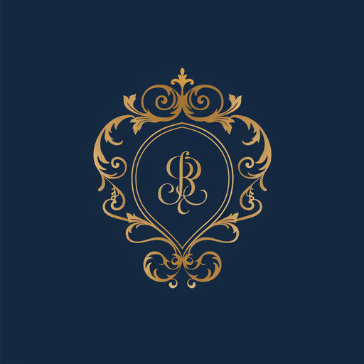 Creative classic monogram logo design on navy blue background, timeless style
