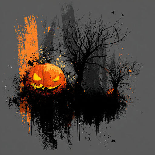 Spooky pumpkin against an artistic background