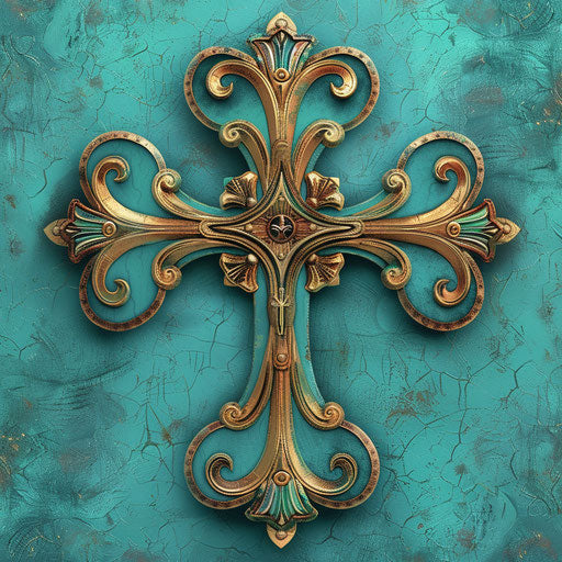 Realistic faith clipart with flat teal background