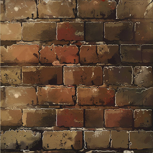 Brick wall clipart in photo realistic style with a flat random background, vintage filter and delicate lines