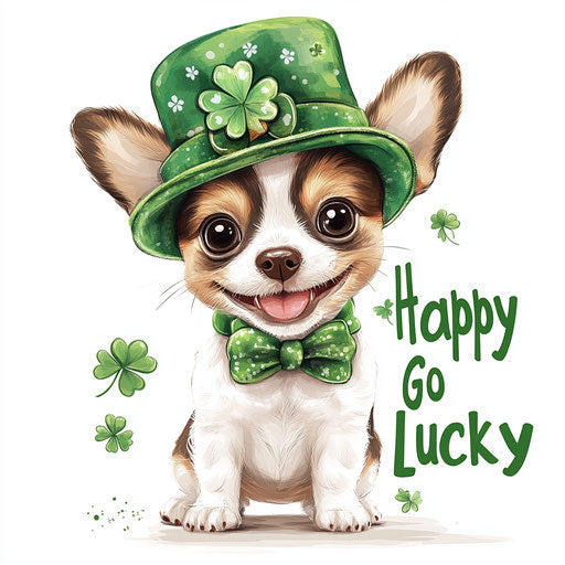 Adorable puppy in green hat