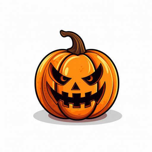 Hollowed pumpkin in minimalist style, on white background