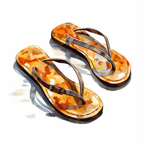 Flip flop clipart in the style of oil painting, on a white background