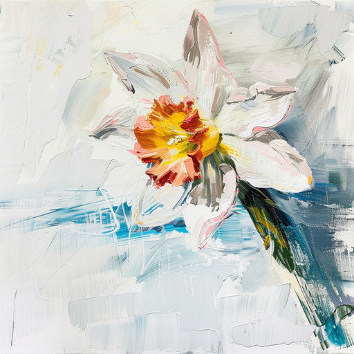 Impressionist painting of a narcissus flower tattoo