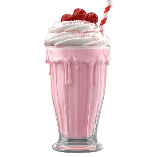 Realistic 3D milkshake on flat white background