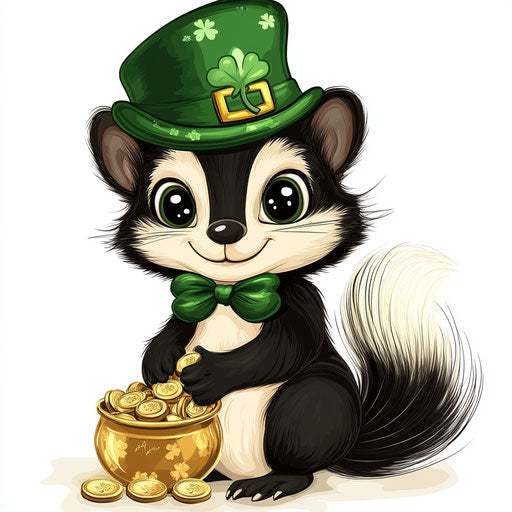 Saint Patrick's Day skunk with green and gold hat