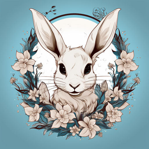 Vector illustration of cute rabbit in tattoo style