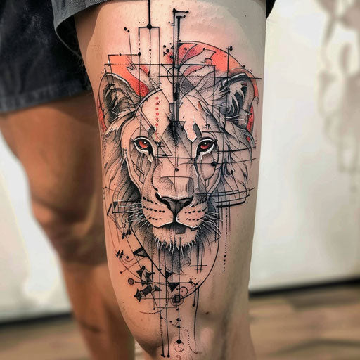 Lion tattoos for men with futuristic designs