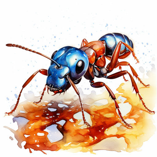 Ant clipart in the style of Oil painting, on a white background