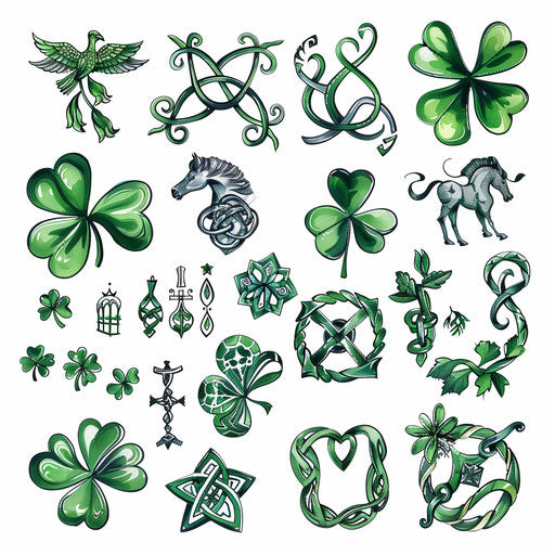 Small tattoo designs: shamrocks, Celtic knots, horseshoes
