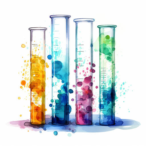 Test tube illustration in the style of Impressionistic Art, on white background
