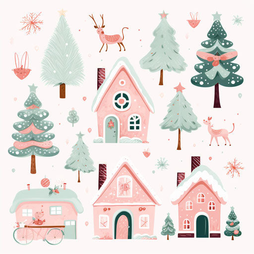 Christmas clipart images in Pastel Colors Art style