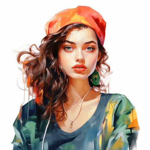 90s clipart in the style of Oil painting, on a white background