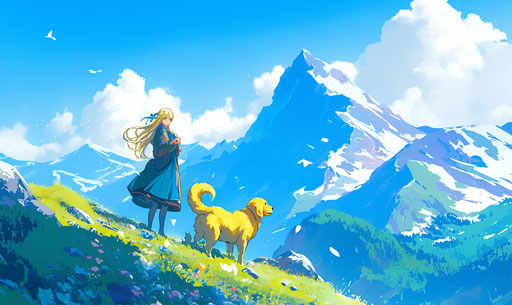 Hiking with Golden retriever in front of Pike's Peak